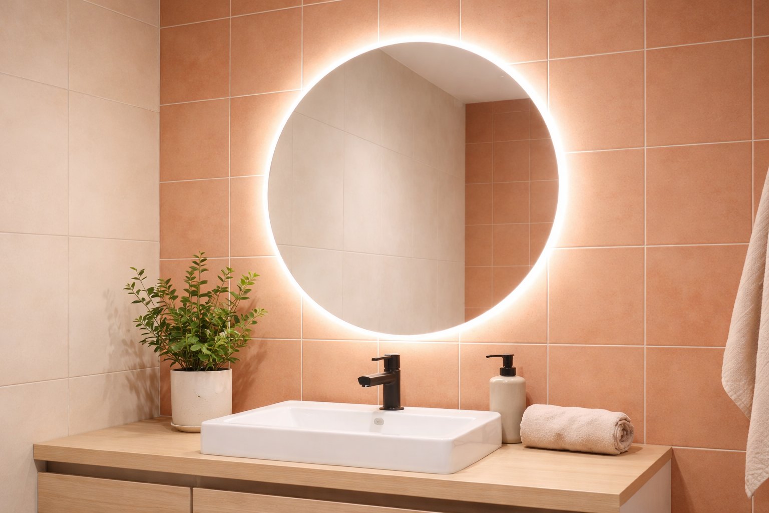 Led ogledalo u modernom kupatilu